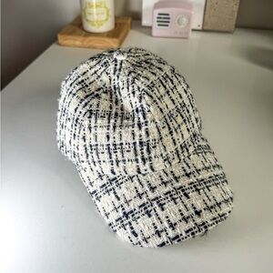 H&M Tweed Baseball Cap, Black and White, size XS|S